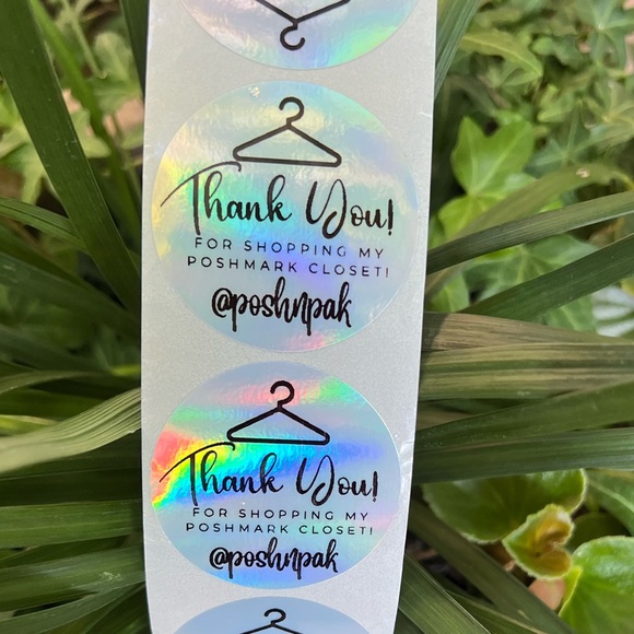 NEW! 100 SILVER HOLOGRAPHIC CUSTOM STICKERS with your Closet name- Hangar - Picture 2 of 3